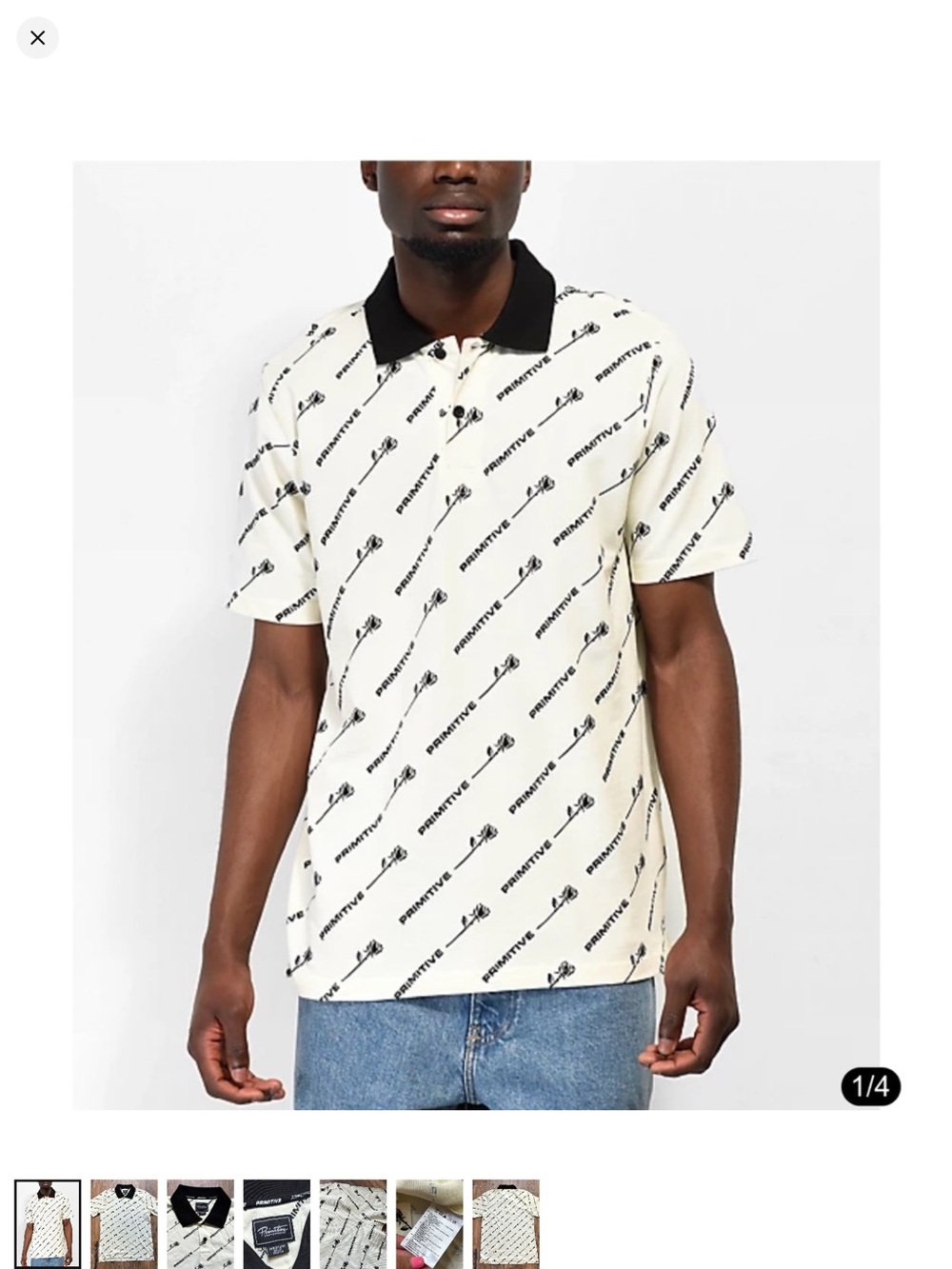 Primitive Men's Cream Polo with Black Collar